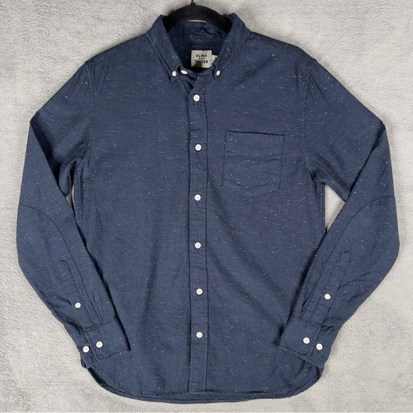 Flint And Tinder Other - Flint And Tinder The Architect Shirt Men's Small Button Down Navy Donegal Slim